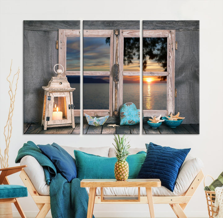 High Quality Sunset from the Window Landscape Canvas Wall Art Print Soft Apartment Decoration