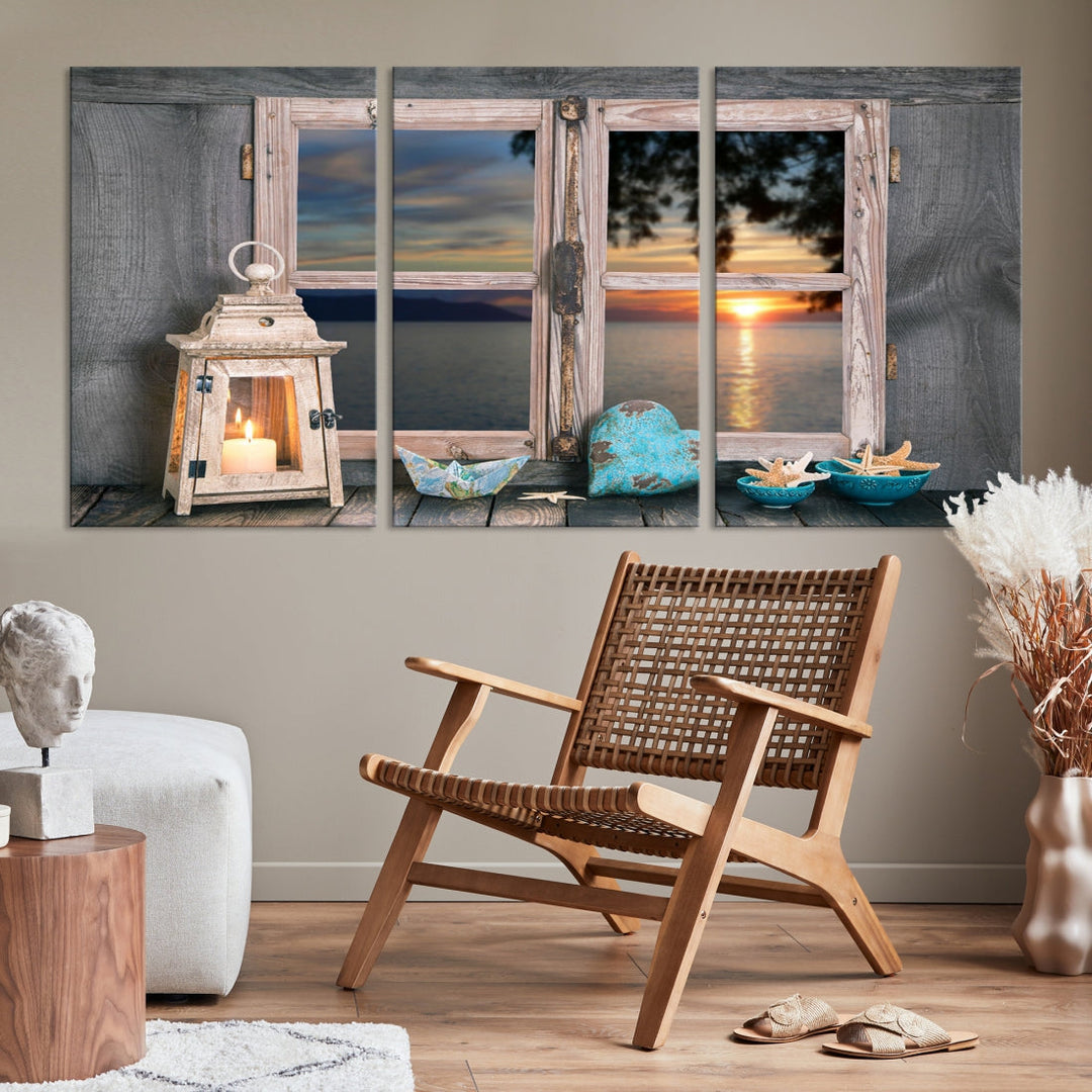 High Quality Sunset from the Window Landscape Canvas Wall Art Print Soft Apartment Decoration