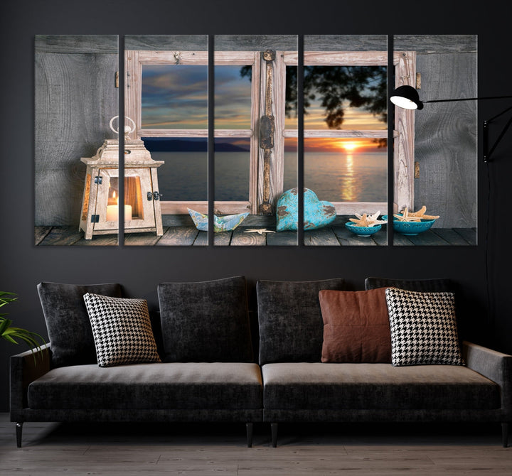 High Quality Sunset from the Window Landscape Canvas Wall Art Print Soft Apartment Decoration