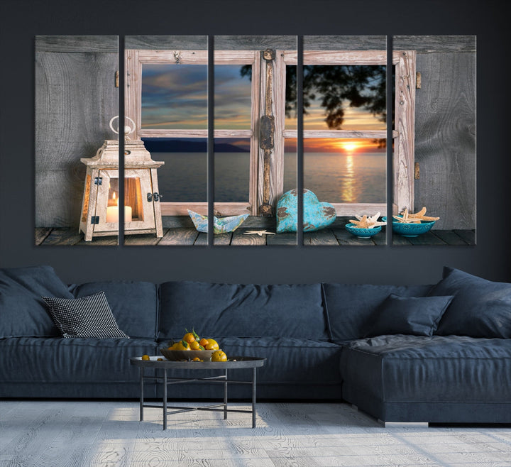 High Quality Sunset from the Window Landscape Canvas Wall Art Print Soft Apartment Decoration