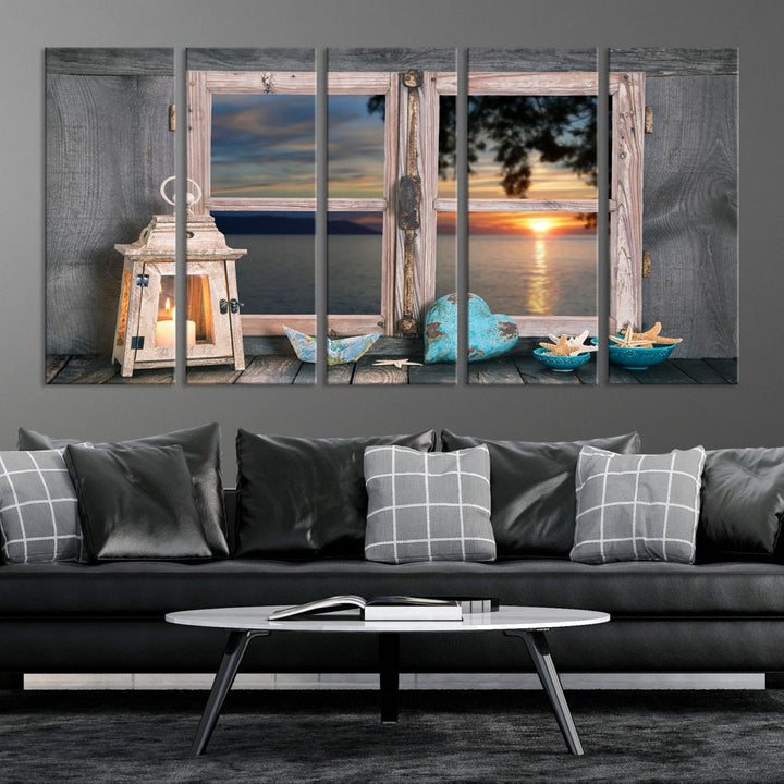 High Quality Sunset from the Window Landscape Canvas Wall Art Print Soft Apartment Decoration