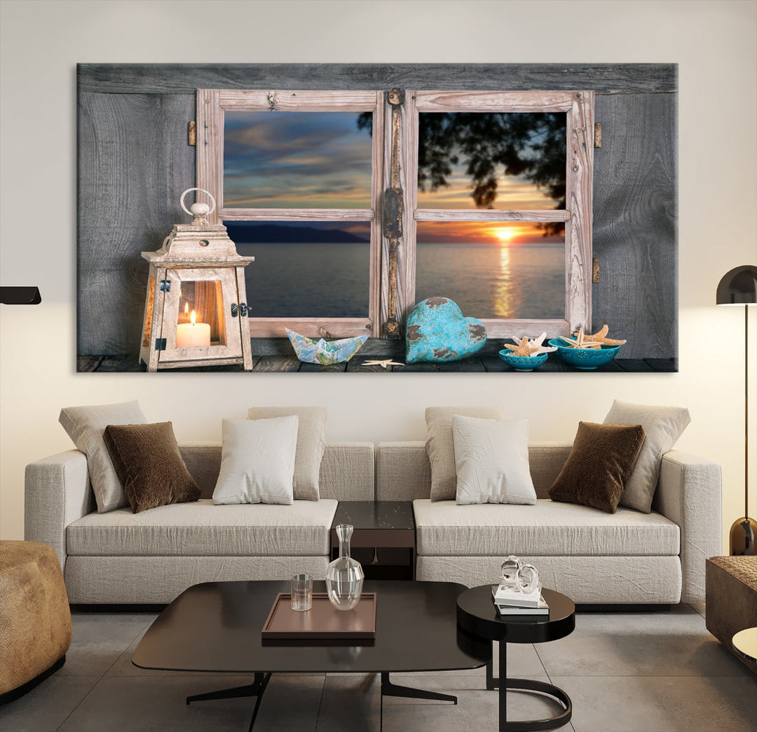 High Quality Sunset from the Window Landscape Canvas Wall Art Print Soft Apartment Decoration