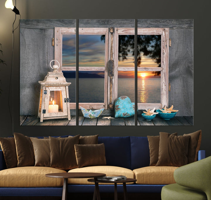 High Quality Sunset from the Window Landscape Canvas Wall Art Print Soft Apartment Decoration