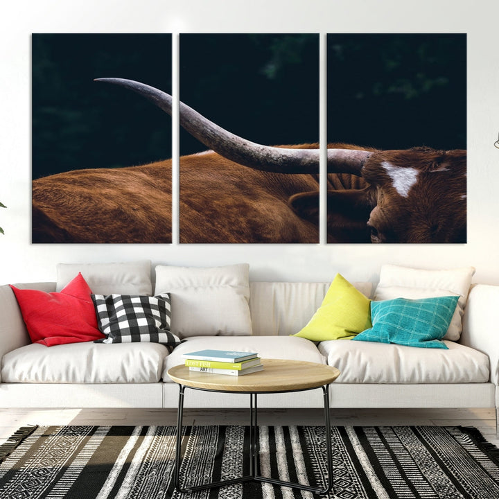 Highland Cow Canvas Wall Art Farmhouse Decor Cow Black White Print Rustic Wall Decor