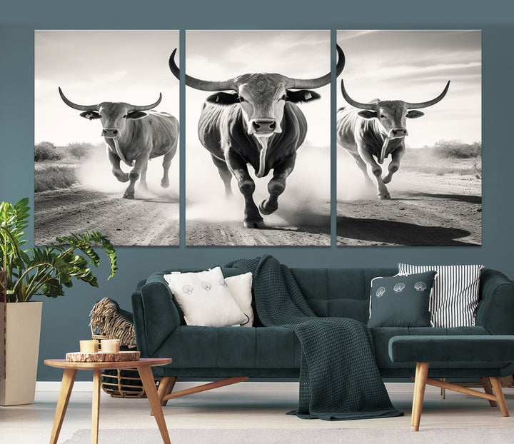 Highland Cow Canvas Wall Art Farmhouse Decor Cow Black White Print Rustic Wall Decor Animals Painting Scottish Cow Wall Art