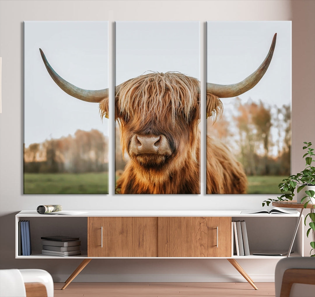 Highland Cow Canvas Wall Art Farmhouse Decor Cow Black White Print Rustic Wall Decor Animals Painting Scottish Cow Wall Art