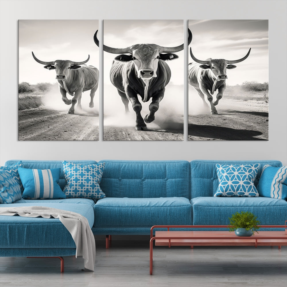 Highland Cow Canvas Wall Art Farmhouse Decor Cow Black White Print Rustic Wall Decor Animals Painting Scottish Cow Wall Art