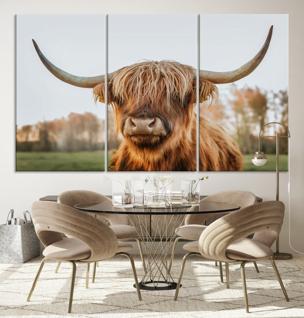 Highland Cow Canvas Wall Art Farmhouse Decor Cow Black White Print Rustic Wall Decor Animals Painting Scottish Cow Wall Art