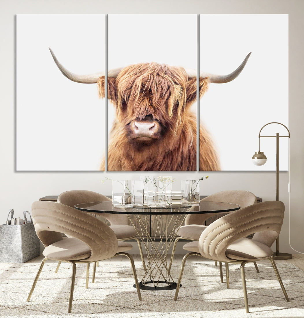 Highland Cow Canvas Wall Art Farmhouse Decor Cow Black White Print Rustic Wall Decor Animals Painting Scottish Cow Wall Art