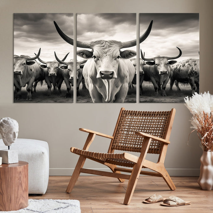 Highland Cow Canvas Wall Art Farmhouse Decor Cow Black White Print Rustic Wall Decor Animals Painting Scottish Cow Wall Art