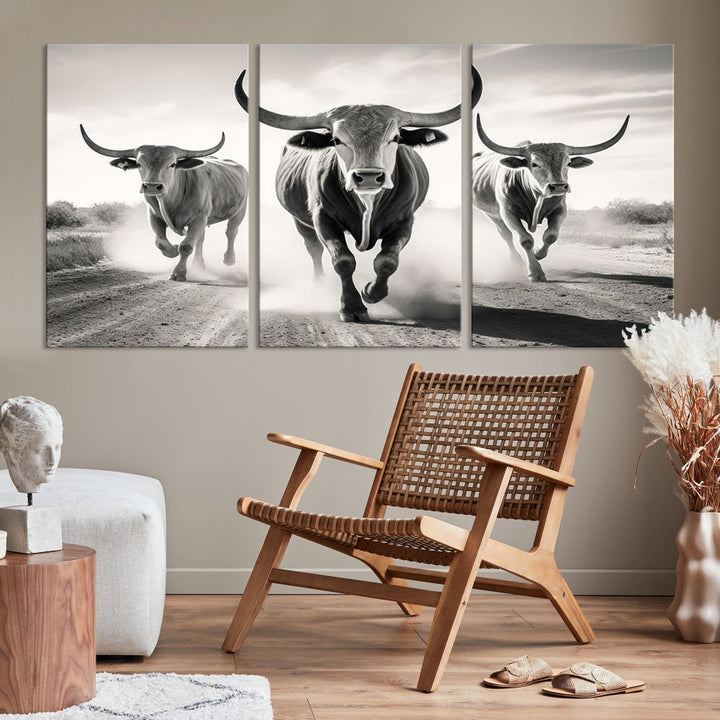 Highland Cow Canvas Wall Art Farmhouse Decor Cow Black White Print Rustic Wall Decor Animals Painting Scottish Cow Wall Art