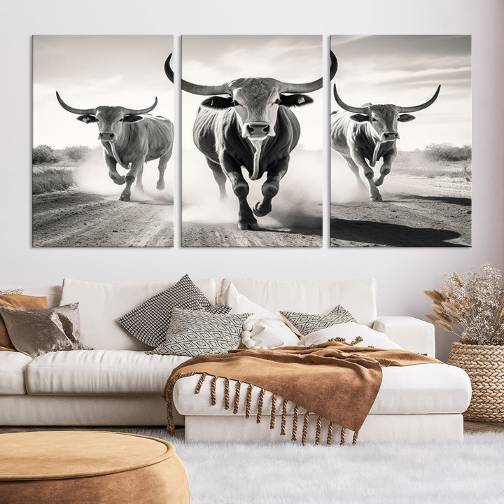 Highland Cow Canvas Wall Art Farmhouse Decor Cow Black White Print Rustic Wall Decor Animals Painting Scottish Cow Wall Art