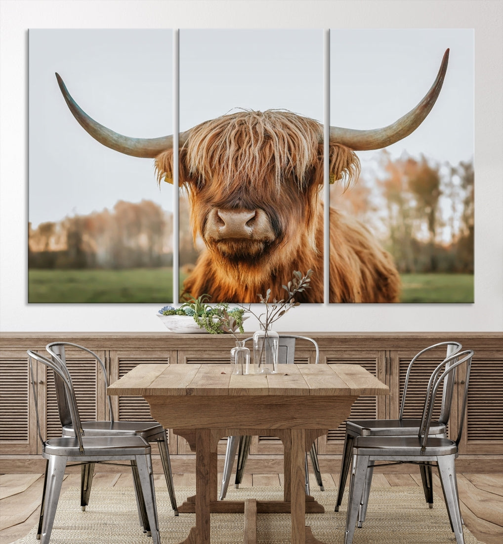 Highland Cow Canvas Wall Art Farmhouse Decor Cow Black White Print Rustic Wall Decor Animals Painting Scottish Cow Wall Art