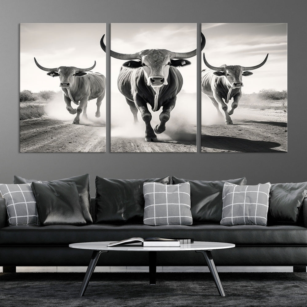 Highland Cow Canvas Wall Art Farmhouse Decor Cow Black White Print Rustic Wall Decor Animals Painting Scottish Cow Wall Art