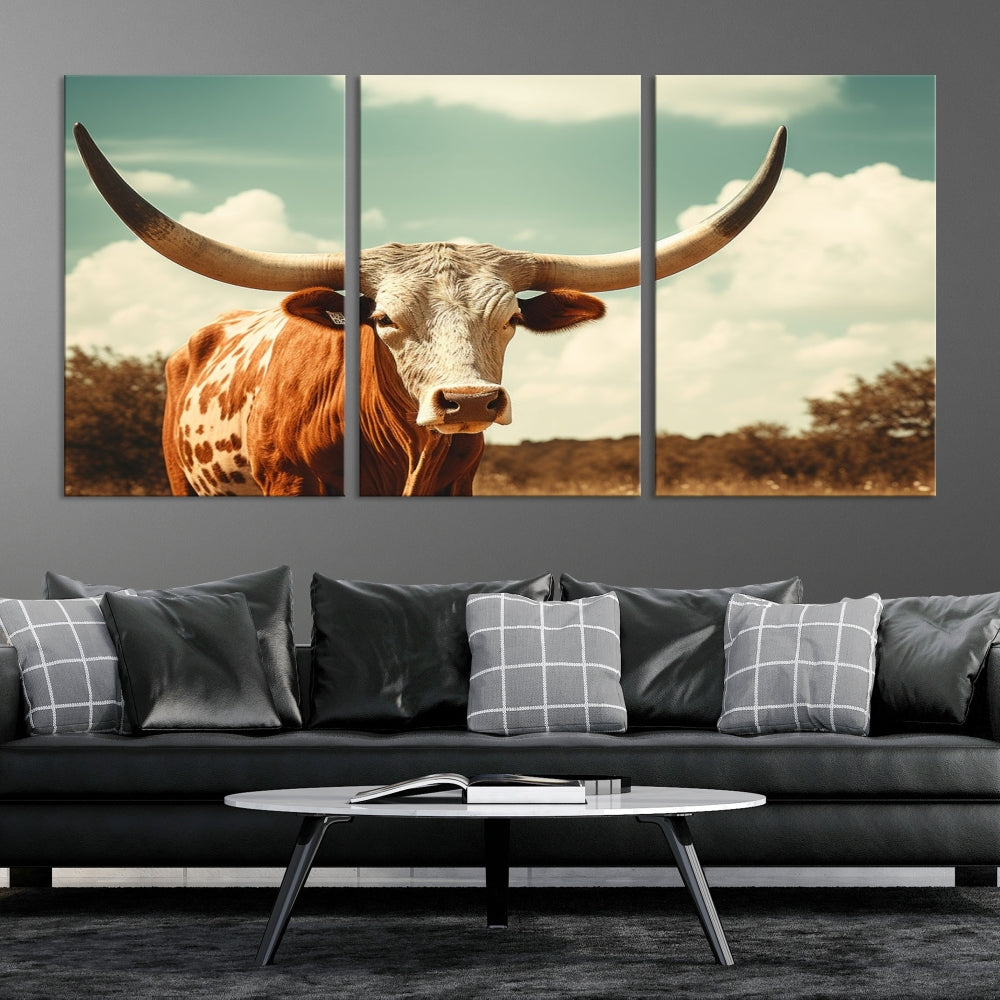 Highland Cow Canvas Wall Art Farmhouse Decor Cow Black White Print Rustic Wall Decor Animals Painting Scottish Cow Wall Art