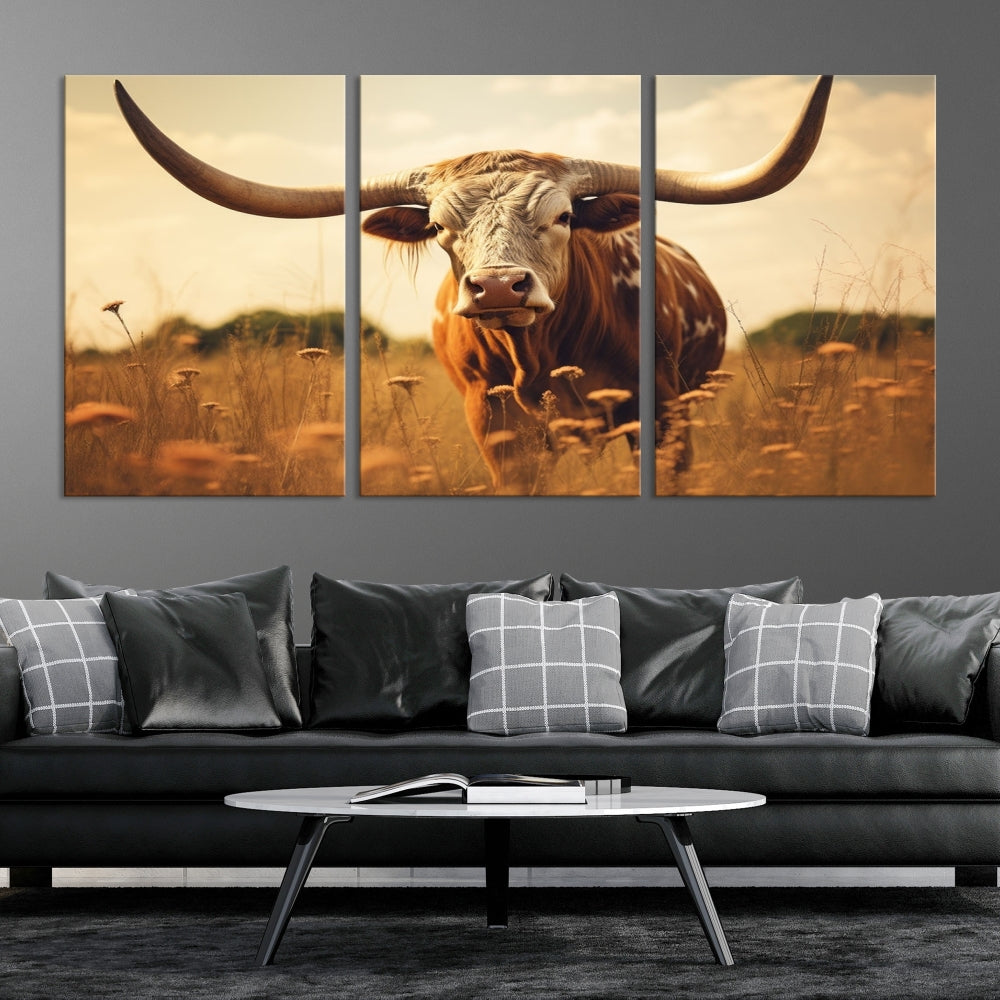 Highland Cow Canvas Wall Art Farmhouse Decor Cow Black White Print Rustic Wall Decor Animals Painting Scottish Cow Wall Art