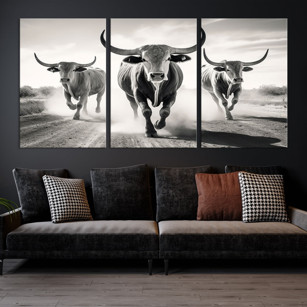 Highland Cow Canvas Wall Art Farmhouse Decor Cow Black White Print Rustic Wall Decor Animals Painting Scottish Cow Wall Art