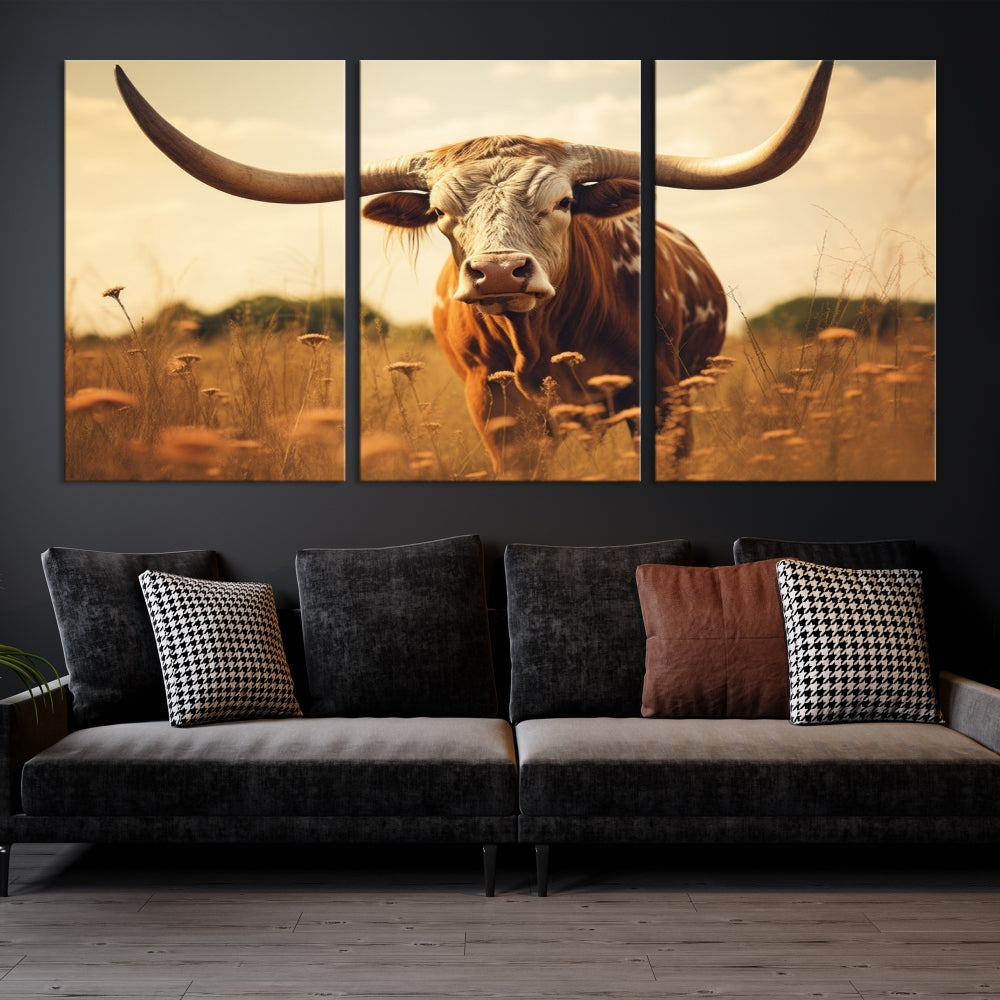 Highland Cow Canvas Wall Art Farmhouse Decor Cow Black White Print Rustic Wall Decor Animals Painting Scottish Cow Wall Art