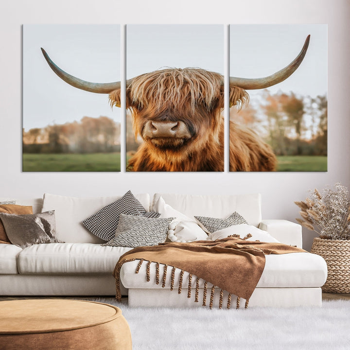 Highland Cow Canvas Wall Art Farmhouse Decor Cow Black White Print Rustic Wall Decor Animals Painting Scottish Cow Wall Art