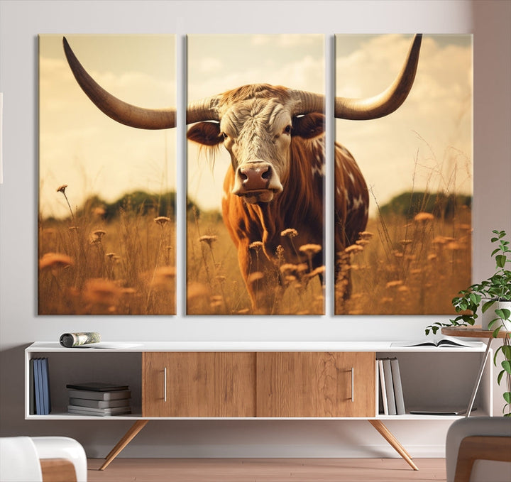 Highland Cow Canvas Wall Art Farmhouse Decor Cow Black White Print Rustic Wall Decor Animals Painting Scottish Cow Wall Art