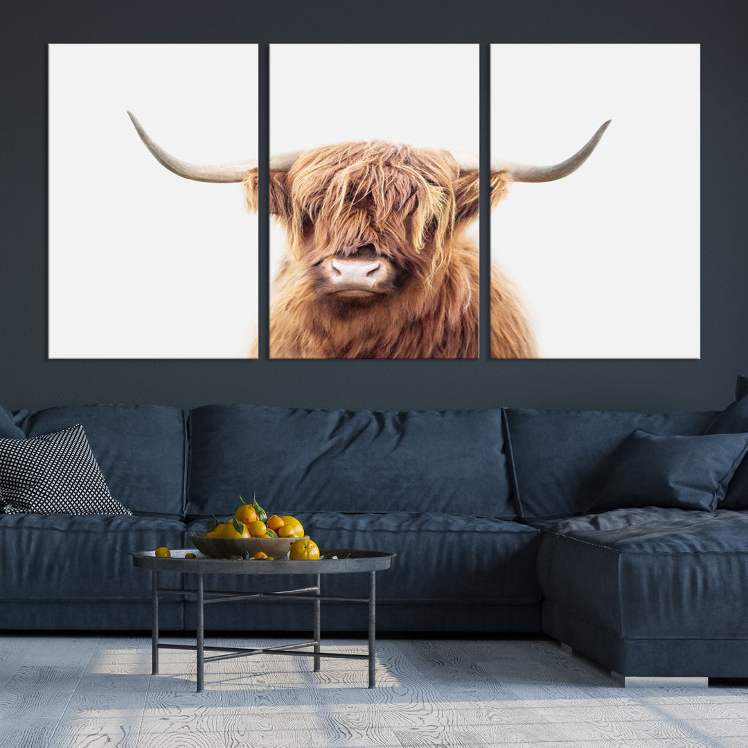 Highland Cow Canvas Wall Art Farmhouse Decor Cow Black White Print Rustic Wall Decor Animals Painting Scottish Cow Wall Art