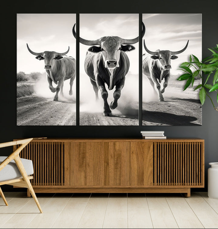 Highland Cow Canvas Wall Art Farmhouse Decor Cow Black White Print Rustic Wall Decor Animals Painting Scottish Cow Wall Art