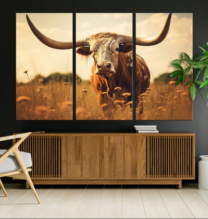 Highland Cow Canvas Wall Art Farmhouse Decor Cow Black White Print Rustic Wall Decor Animals Painting Scottish Cow Wall Art