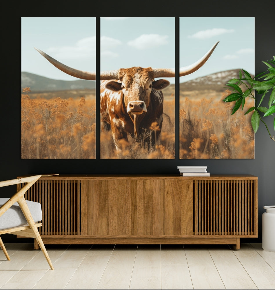 Highland Cow Canvas Wall Art Farmhouse Decor Cow Black White Print Rustic Wall Decor Animals Painting Scottish Cow Wall Art