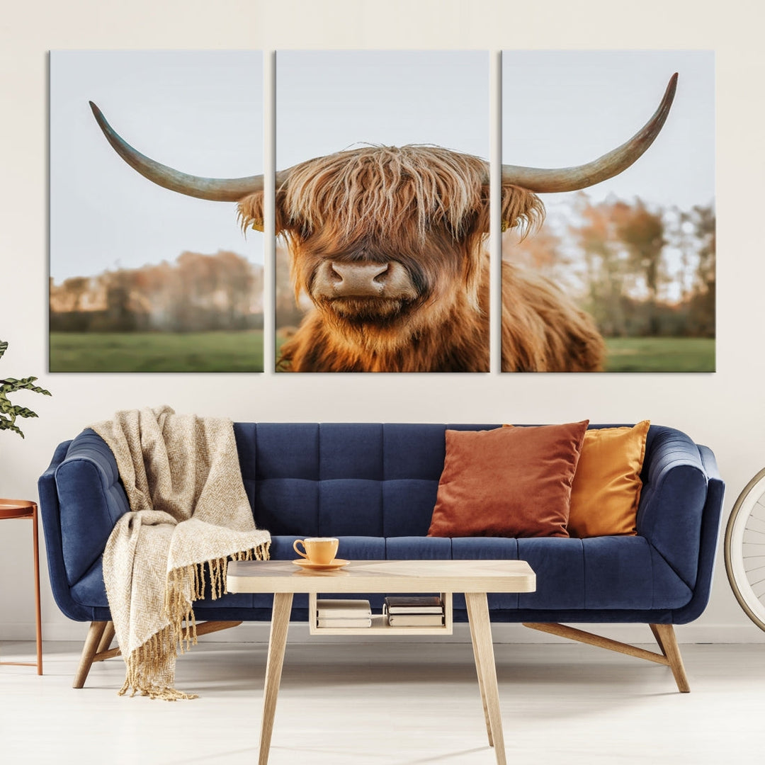 Highland Cow Canvas Wall Art Farmhouse Decor Cow Black White Print Rustic Wall Decor Animals Painting Scottish Cow Wall Art