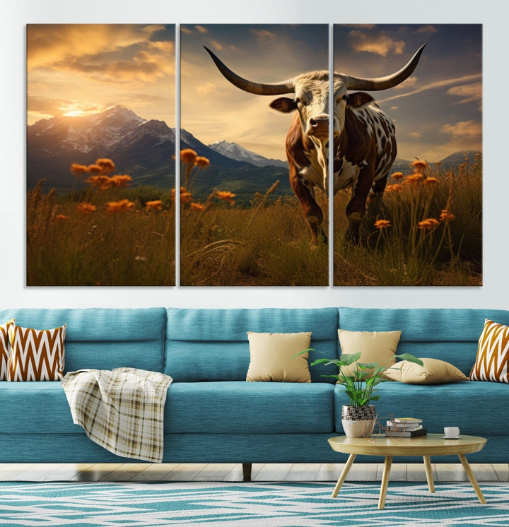 Highland Cow Canvas Wall Art Farmhouse Decor Cow Black White Print Rustic Wall Decor Animals Painting Scottish Cow Wall Art