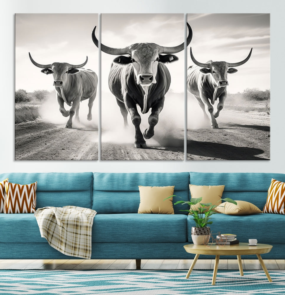 Highland Cow Canvas Wall Art Farmhouse Decor Cow Black White Print Rustic Wall Decor Animals Painting Scottish Cow Wall Art