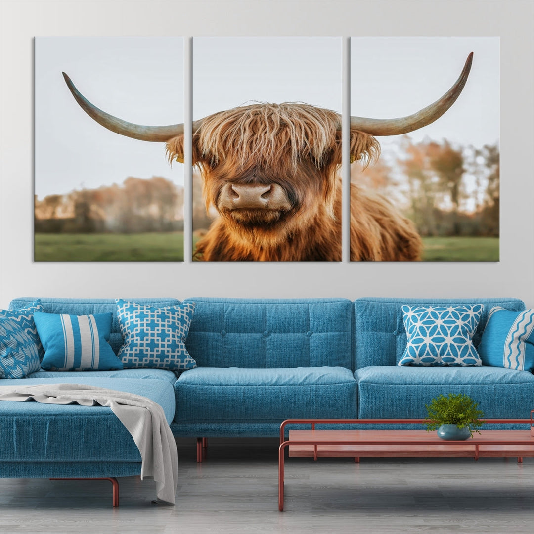 Highland Cow Canvas Wall Art Farmhouse Decor Cow Black White Print Rustic Wall Decor Animals Painting Scottish Cow Wall Art