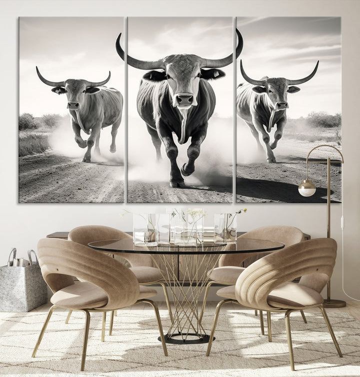 Highland Cow Canvas Wall Art Farmhouse Decor Cow Black White Print Rustic Wall Decor Animals Painting Scottish Cow Wall Art