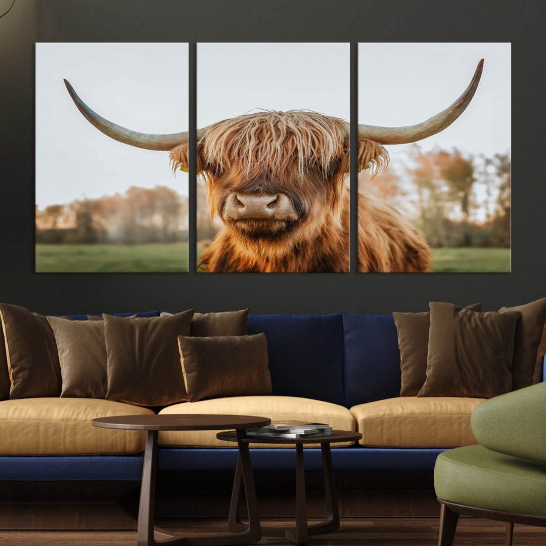 Highland Cow Canvas Wall Art Farmhouse Decor Cow Black White Print Rustic Wall Decor Animals Painting Scottish Cow Wall Art