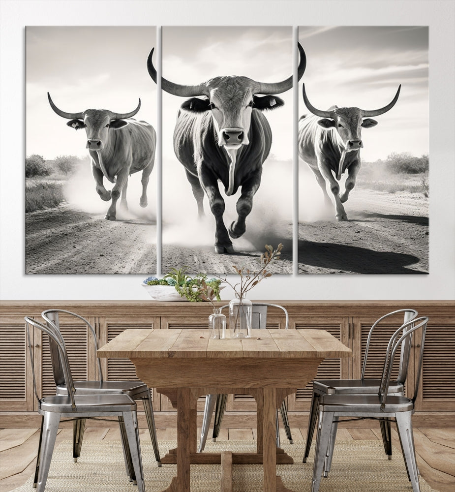 Highland Cow Canvas Wall Art Farmhouse Decor Cow Black White Print Rustic Wall Decor Animals Painting Scottish Cow Wall Art