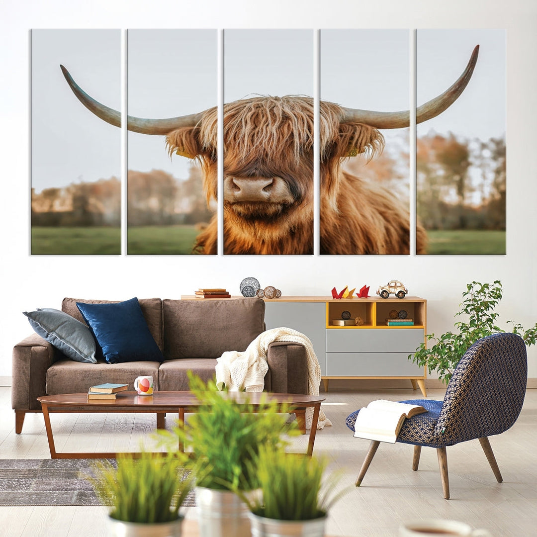 Highland Cow Canvas Wall Art Farmhouse Decor Cow Black White Print Rustic Wall Decor Animals Painting Scottish Cow Wall Art