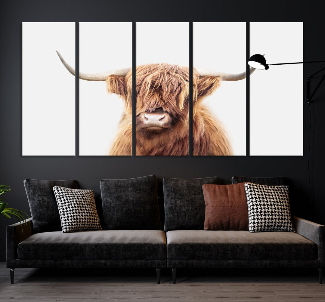 Highland Cow Canvas Wall Art Farmhouse Decor Cow Black White Print Rustic Wall Decor Animals Painting Scottish Cow Wall Art