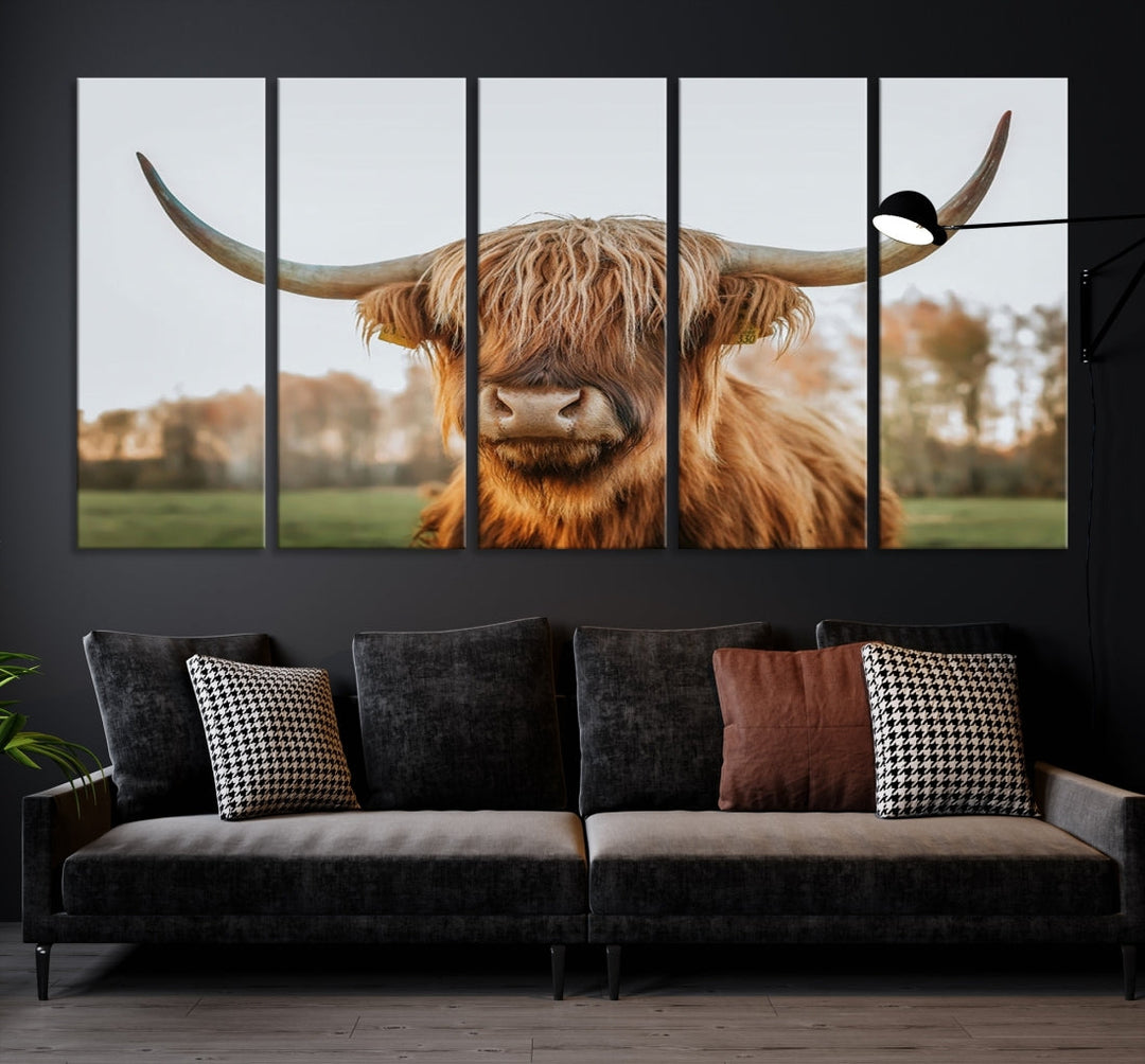 Highland Cow Canvas Wall Art Farmhouse Decor Cow Black White Print Rustic Wall Decor Animals Painting Scottish Cow Wall Art