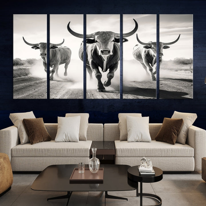 Highland Cow Canvas Wall Art Farmhouse Decor Cow Black White Print Rustic Wall Decor Animals Painting Scottish Cow Wall Art