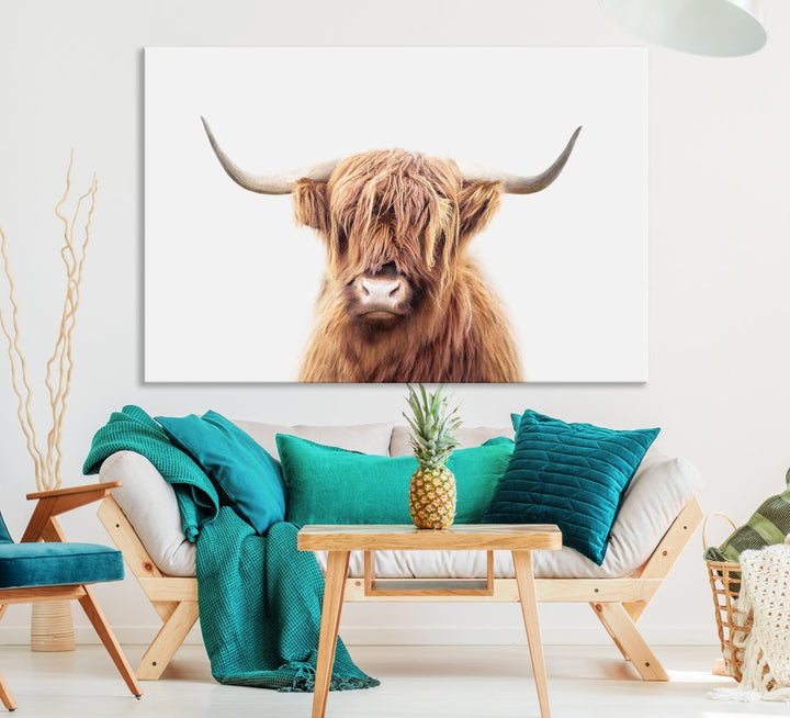 Highland Cow Canvas Wall Art Farmhouse Decor Cow Black White Print Rustic Wall Decor Animals Painting Scottish Cow Wall Art