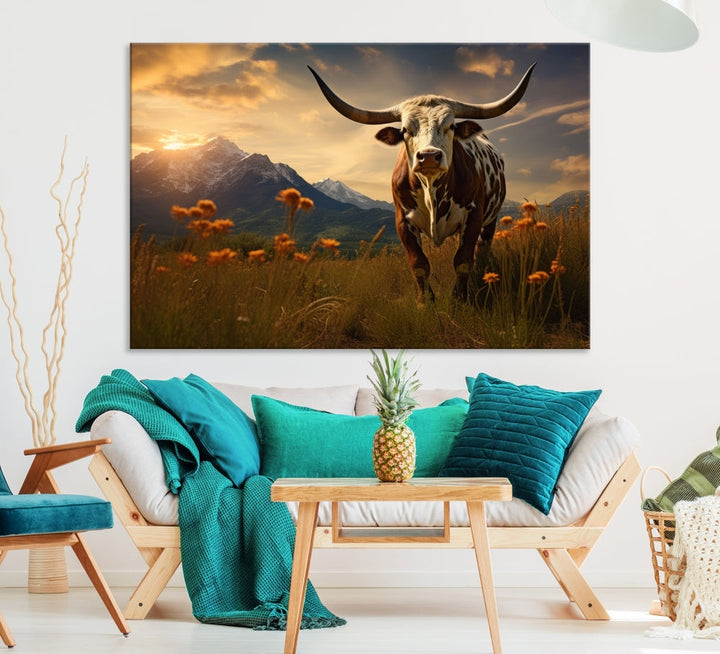 Highland Cow Canvas Wall Art Farmhouse Decor Cow Black White Print Rustic Wall Decor Animals Painting Scottish Cow Wall Art