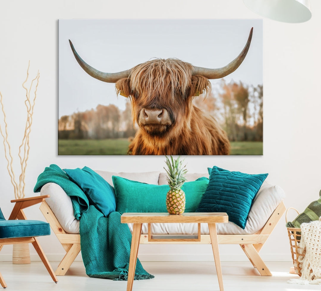 Highland Cow Canvas Wall Art Farmhouse Decor Cow Black White Print Rustic Wall Decor Animals Painting Scottish Cow Wall Art