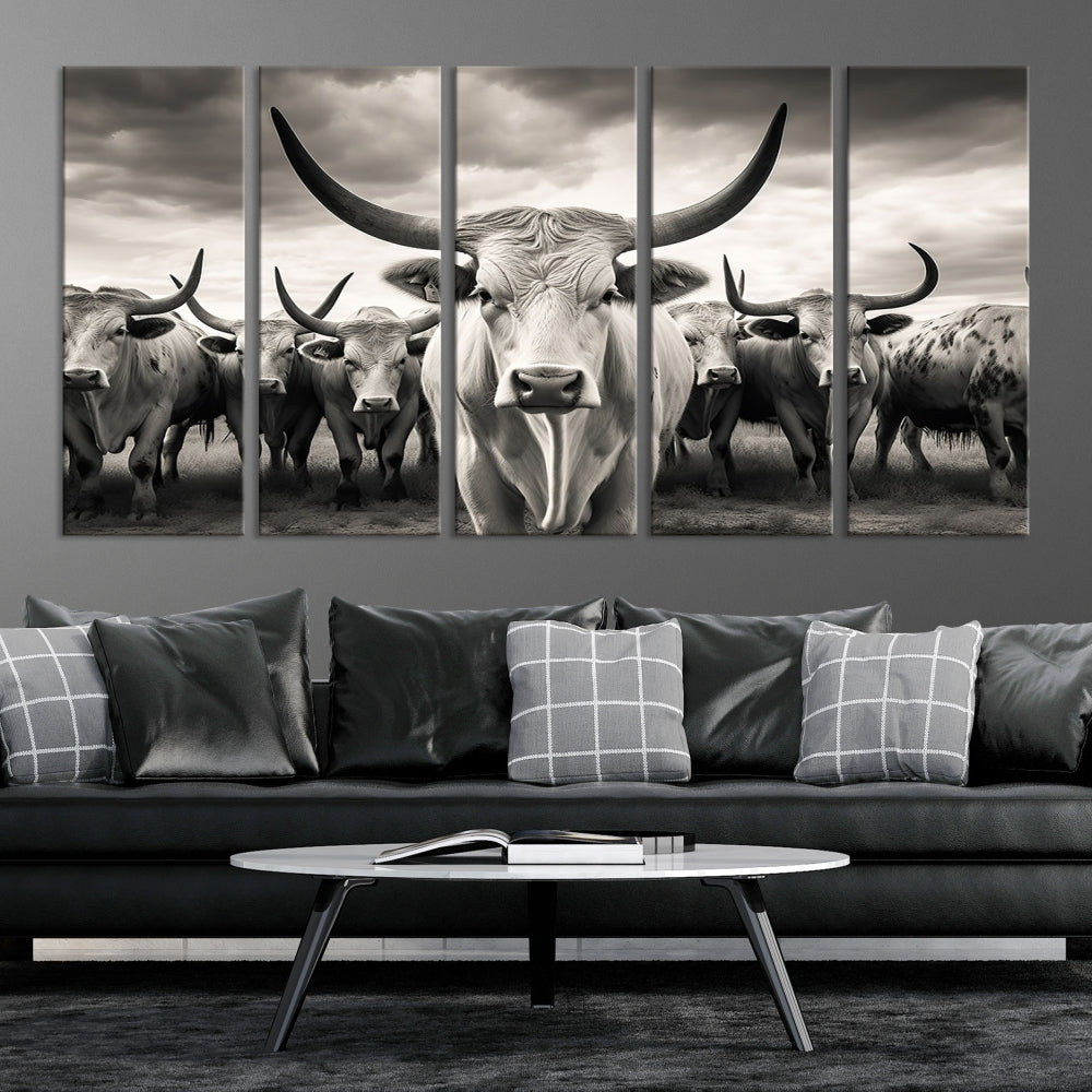 Highland Cow Canvas Wall Art Farmhouse Decor Cow Black White Print Rustic Wall Decor Animals Painting Scottish Cow Wall Art