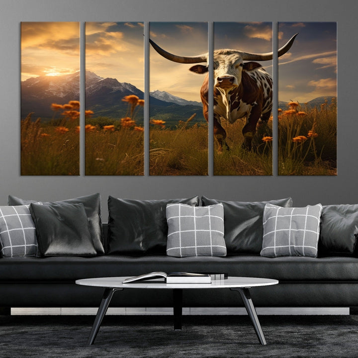 Highland Cow Canvas Wall Art Farmhouse Decor Cow Black White Print Rustic Wall Decor Animals Painting Scottish Cow Wall Art