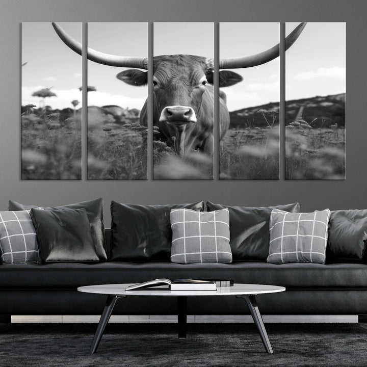 Highland Cow Canvas Wall Art Farmhouse Decor Cow Black White Print Rustic Wall Decor Animals Painting Scottish Cow Wall Art