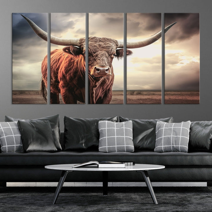 Highland Cow Canvas Wall Art Farmhouse Decor Cow Black White Print Rustic Wall Decor Animals Painting Scottish Cow Wall Art