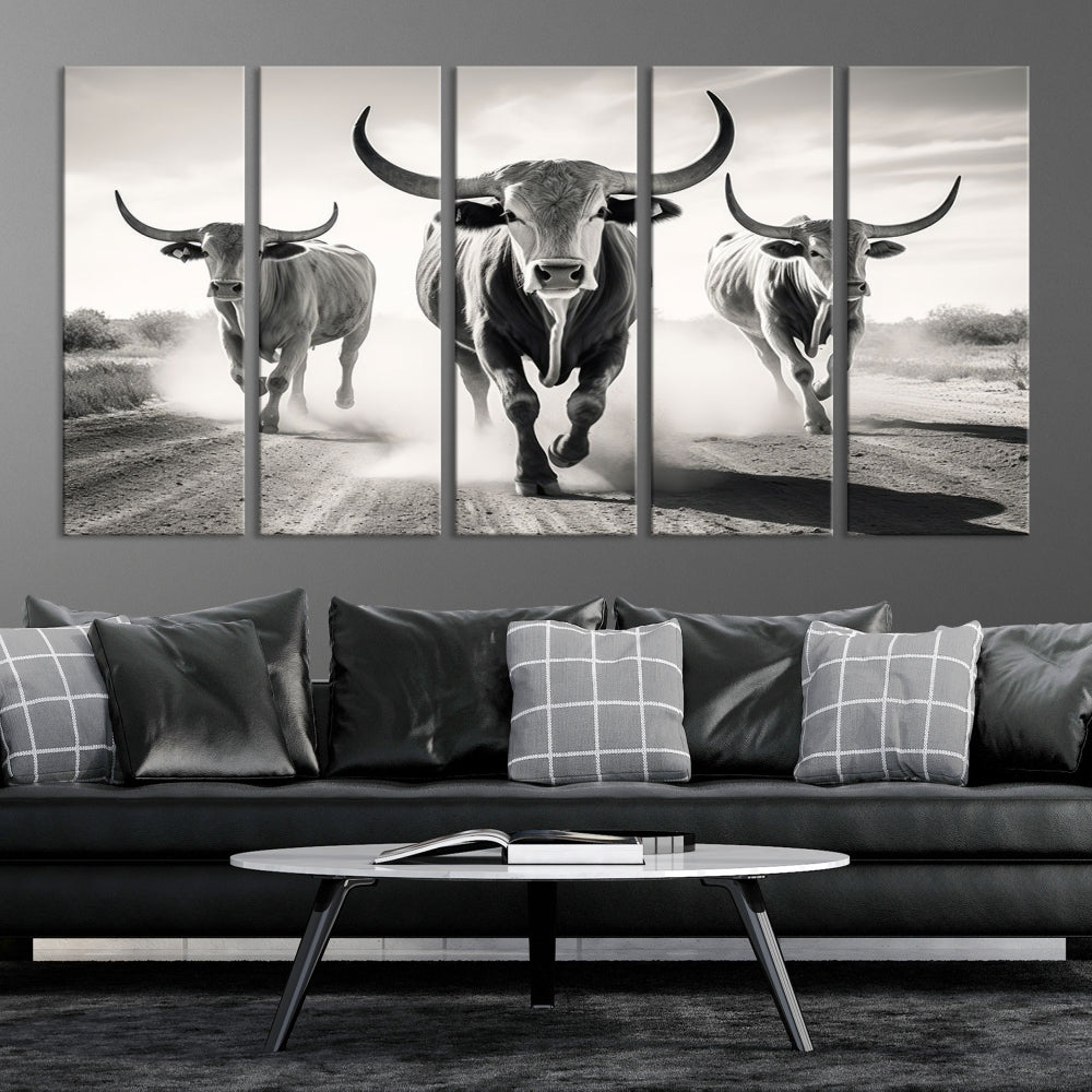 Highland Cow Canvas Wall Art Farmhouse Decor Cow Black White Print Rustic Wall Decor Animals Painting Scottish Cow Wall Art