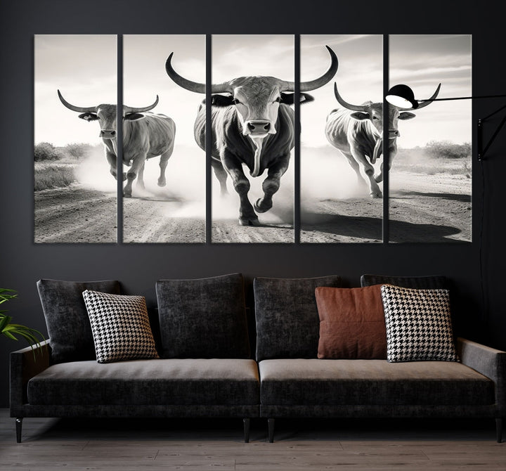 Highland Cow Canvas Wall Art Farmhouse Decor Cow Black White Print Rustic Wall Decor Animals Painting Scottish Cow Wall Art