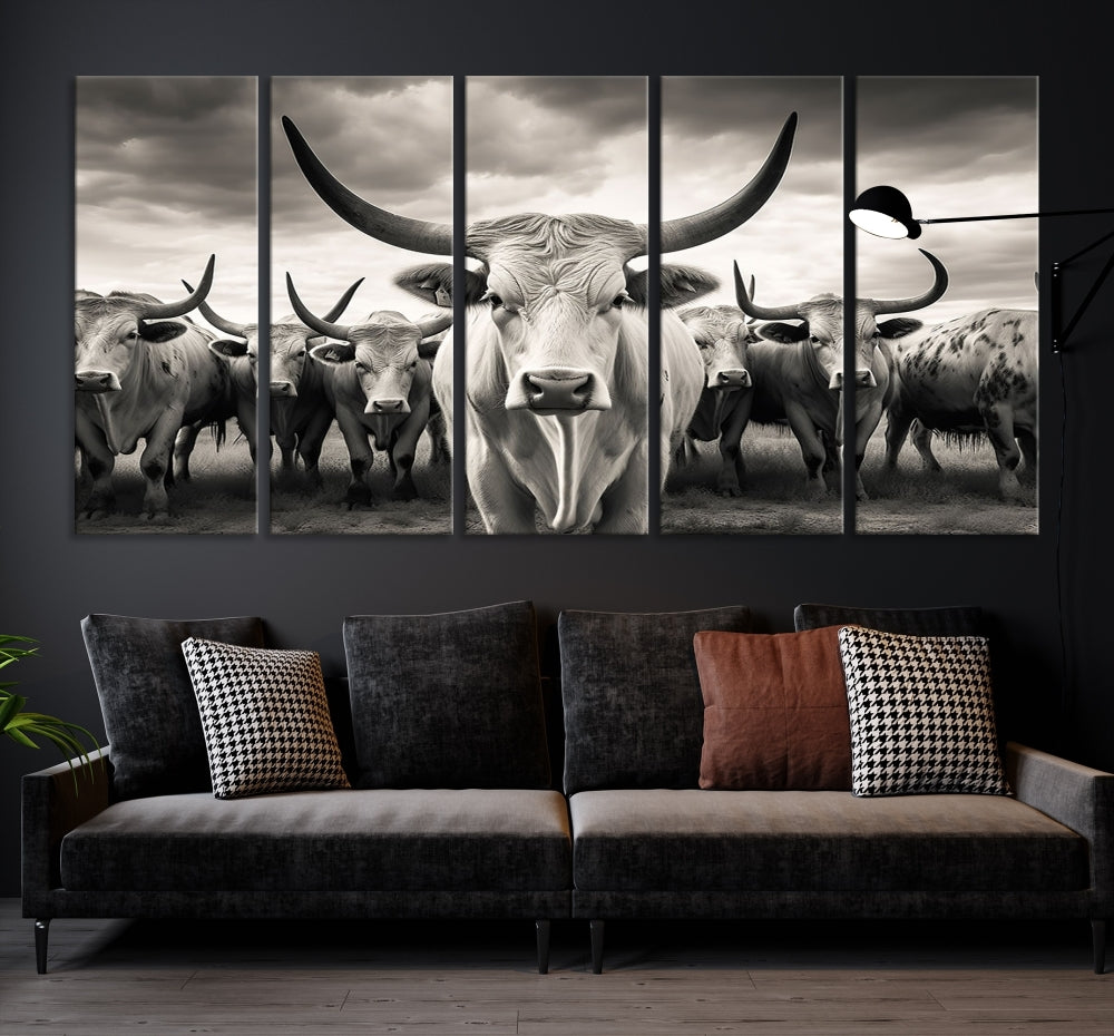 Highland Cow Canvas Wall Art Farmhouse Decor Cow Black White Print Rustic Wall Decor Animals Painting Scottish Cow Wall Art