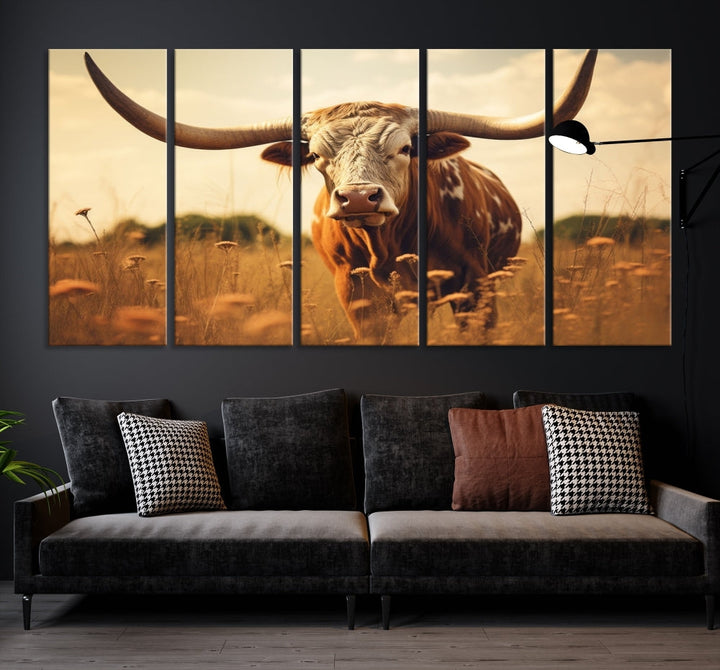 Highland Cow Canvas Wall Art Farmhouse Decor Cow Black White Print Rustic Wall Decor Animals Painting Scottish Cow Wall Art